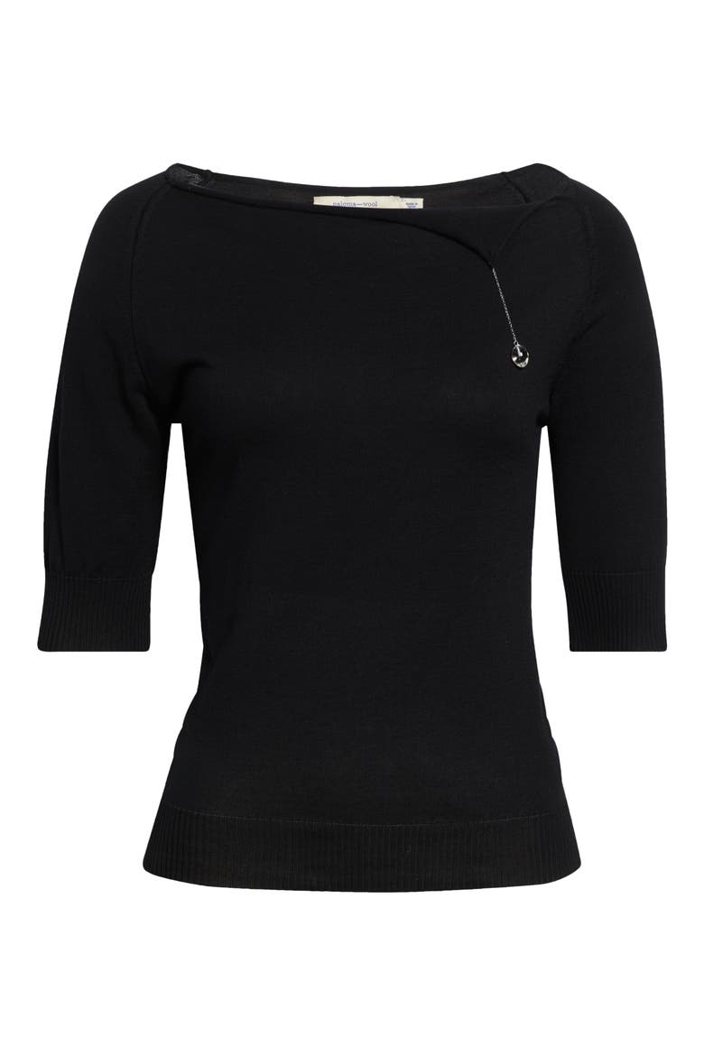 Cain Crystal Tassel Cotton Sweater, Alternate, color, BLACK