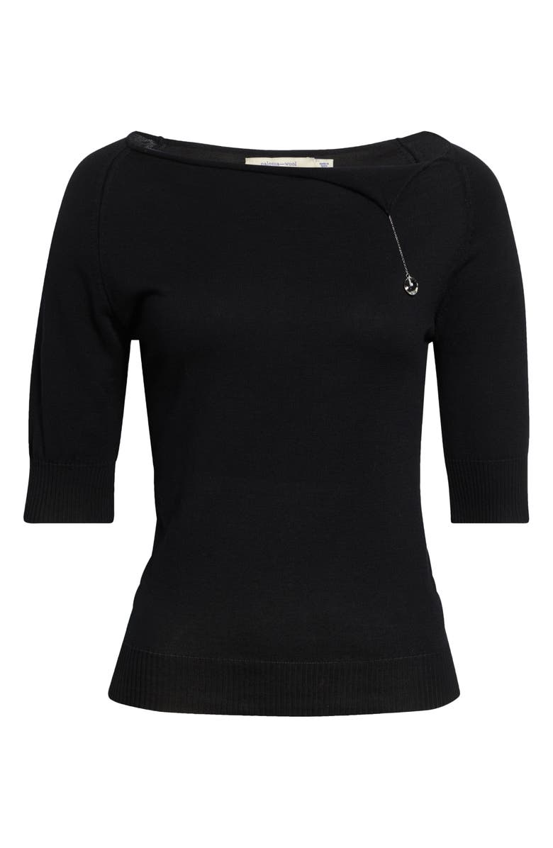 Paloma Wool Cain Crystal Tassel Cotton Sweater, Main, color, Black