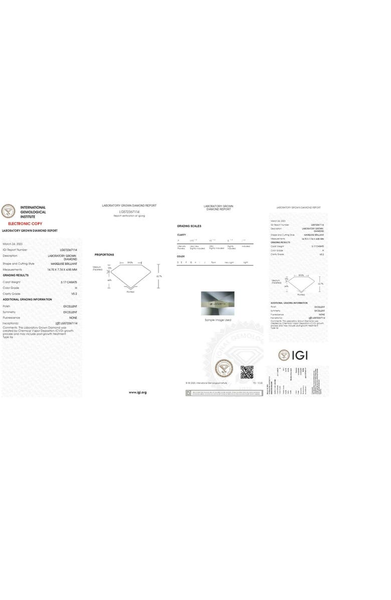 Bliss Diamond 3Ct Gold Certified Lab Grown Marquise Diamond Engagement Ring, Alternate, color, 14K White Gold