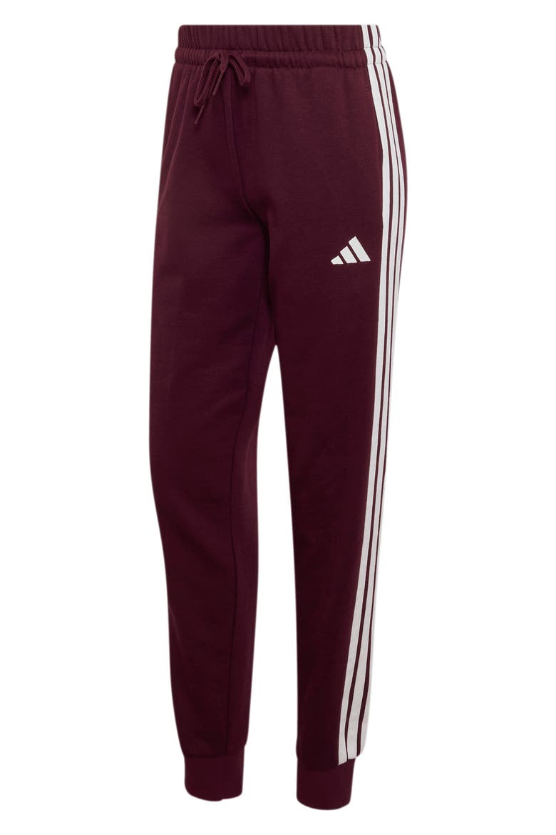 Essentials 3-Stripes Slim Joggers, Alternate, color, MAROON/ WHITE