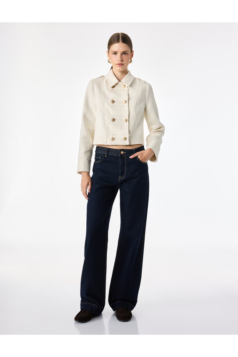 Long Sleeve Collared Tweed Napoleon Jacket, Main, color, ECRU