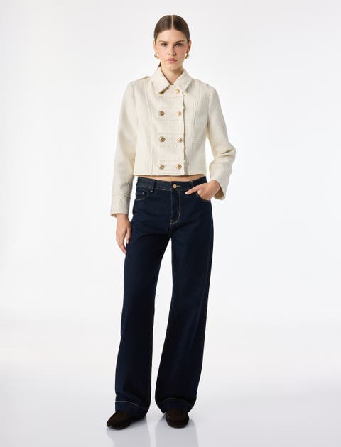 Long Sleeve Collared Tweed Napoleon Jacket