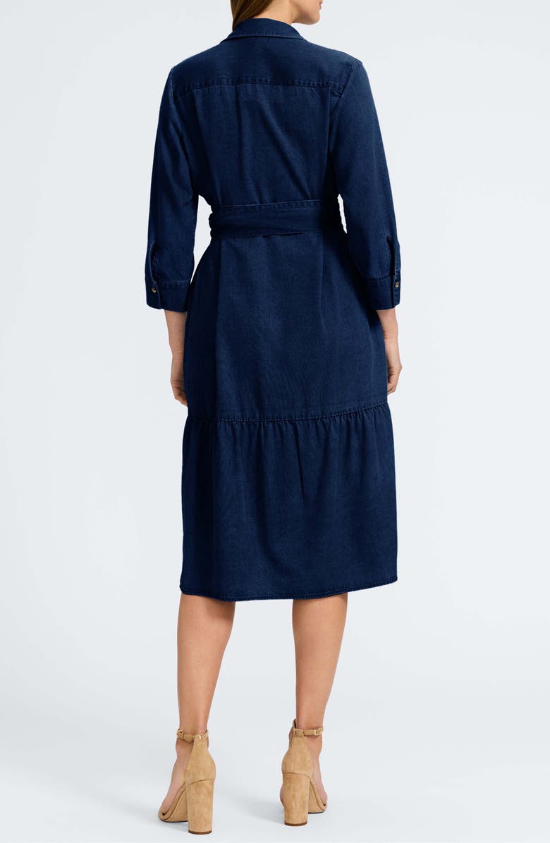 Foxcroft Ivy Long Sleeve Belted Denim Shirtdress, Alternate, color,