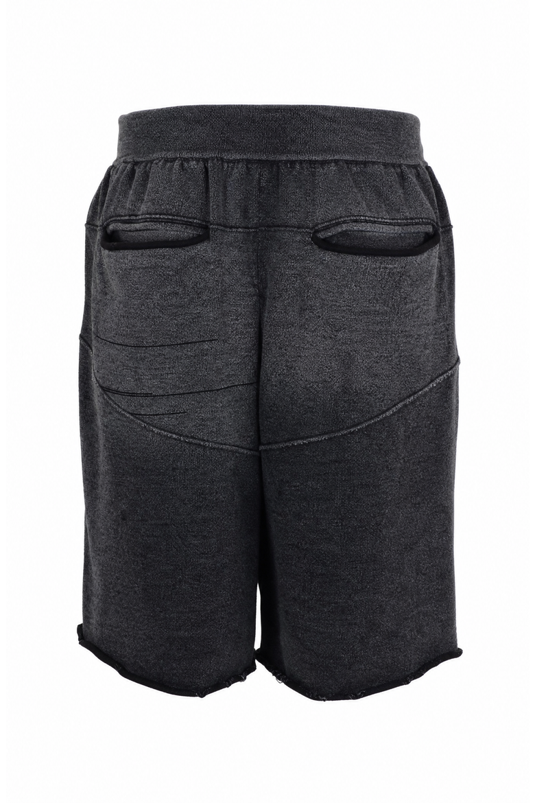 Washed Drawstring Casual Shorts with Raw Edge Detail, Alternate, color, Black