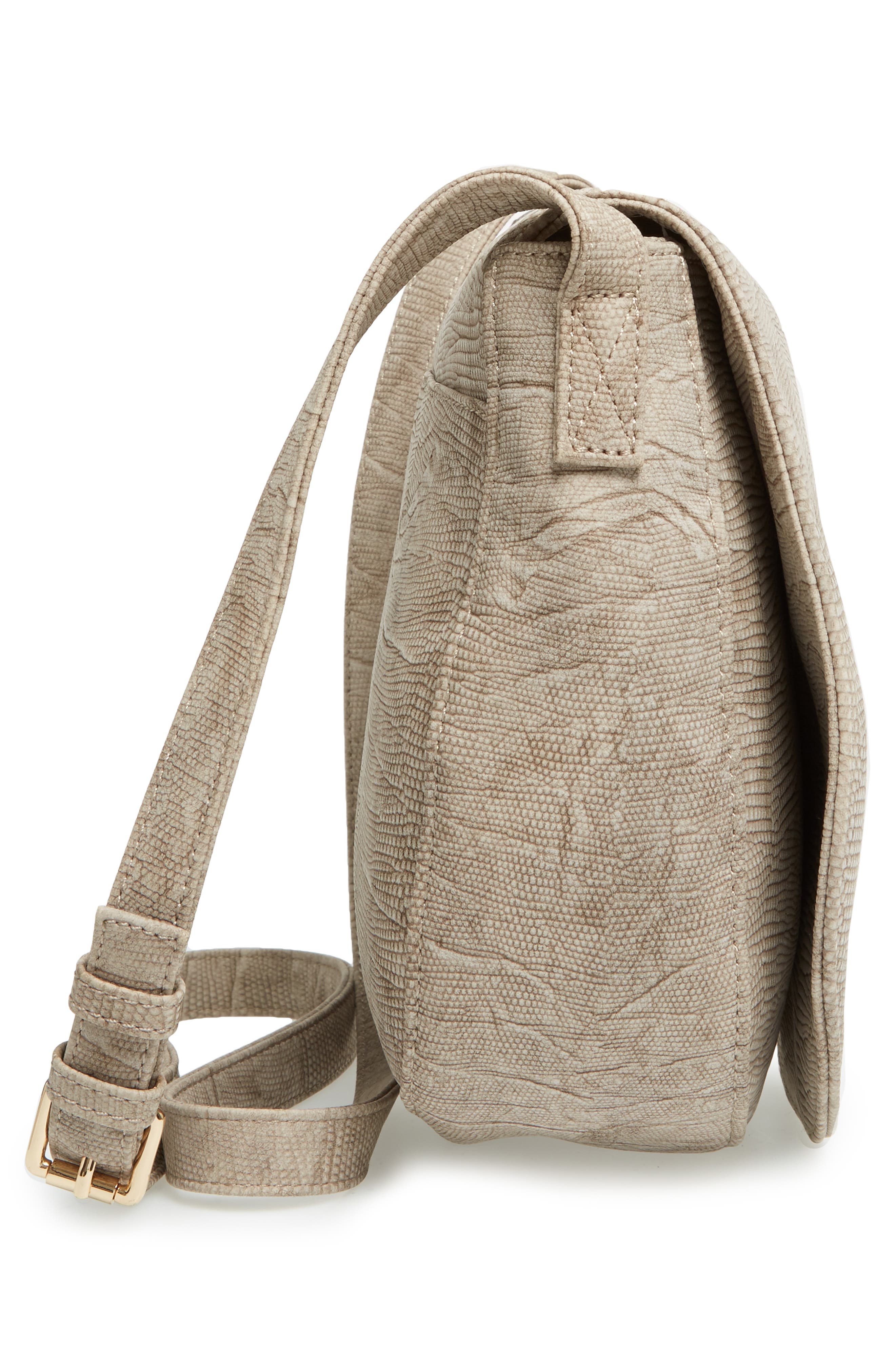 Livvy Faux Leather Crossbody Saddle Bag, Alternate, color, TAUPE
