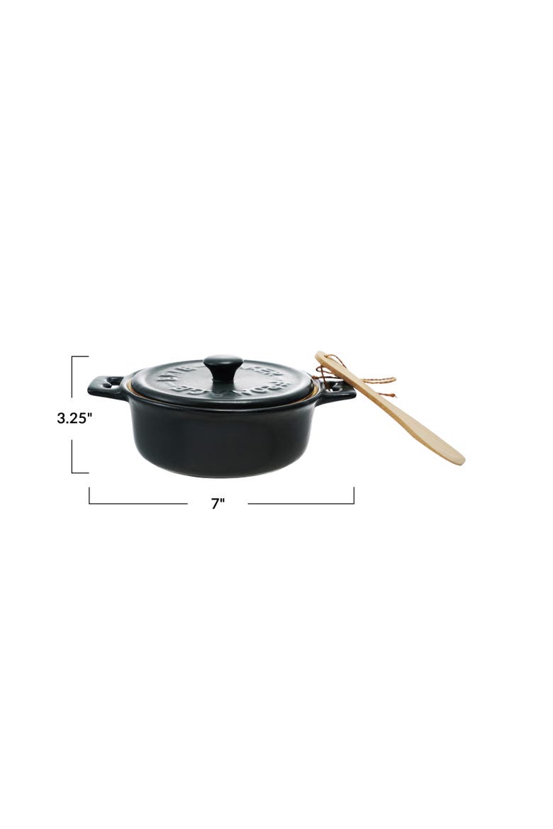 Stoneware Brie Baker with a Spreader, Alternate, color, Matte Brown