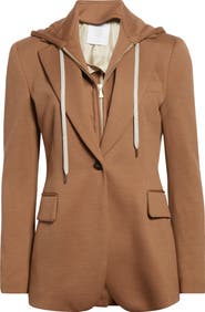 Eleventy Wool Blazer with Removable Hooded Bib