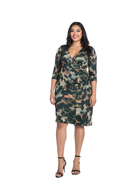 Curvy Essential Three Quarter Sleeve Wrap Dress