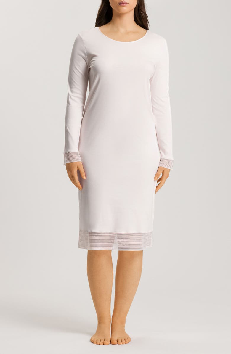 Hanro Sophie Long Sleeve Mercerized Cotton Nightgown, Main, color, 