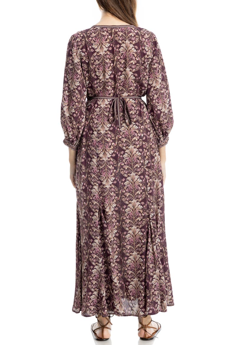 Empire Waist Maxi Dress, Alternate, color, WINE NOUVEAU FERN