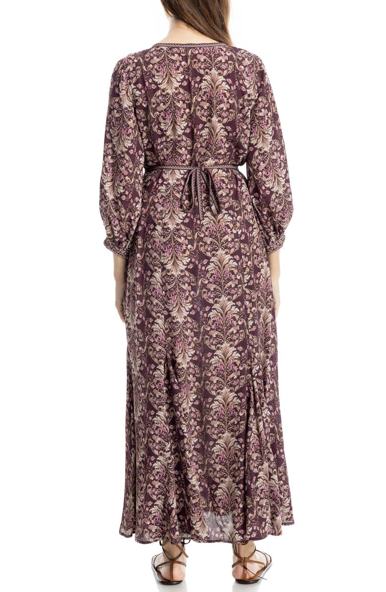 MAX STUDIO Empire Waist Maxi Dress, Alternate, color, Wine Nouveau Fern