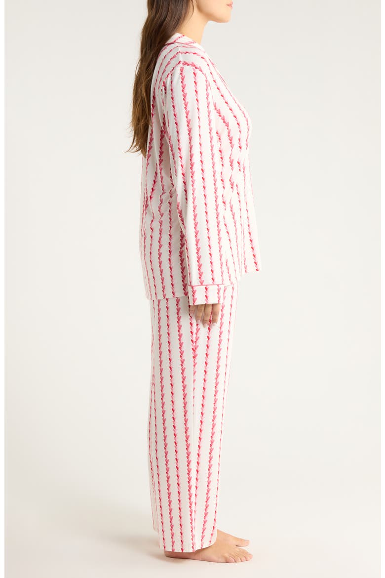 Moonlight Eco Knit Pajamas, Alternate, color, IVORY- RED PAINTED HEART CHAIN