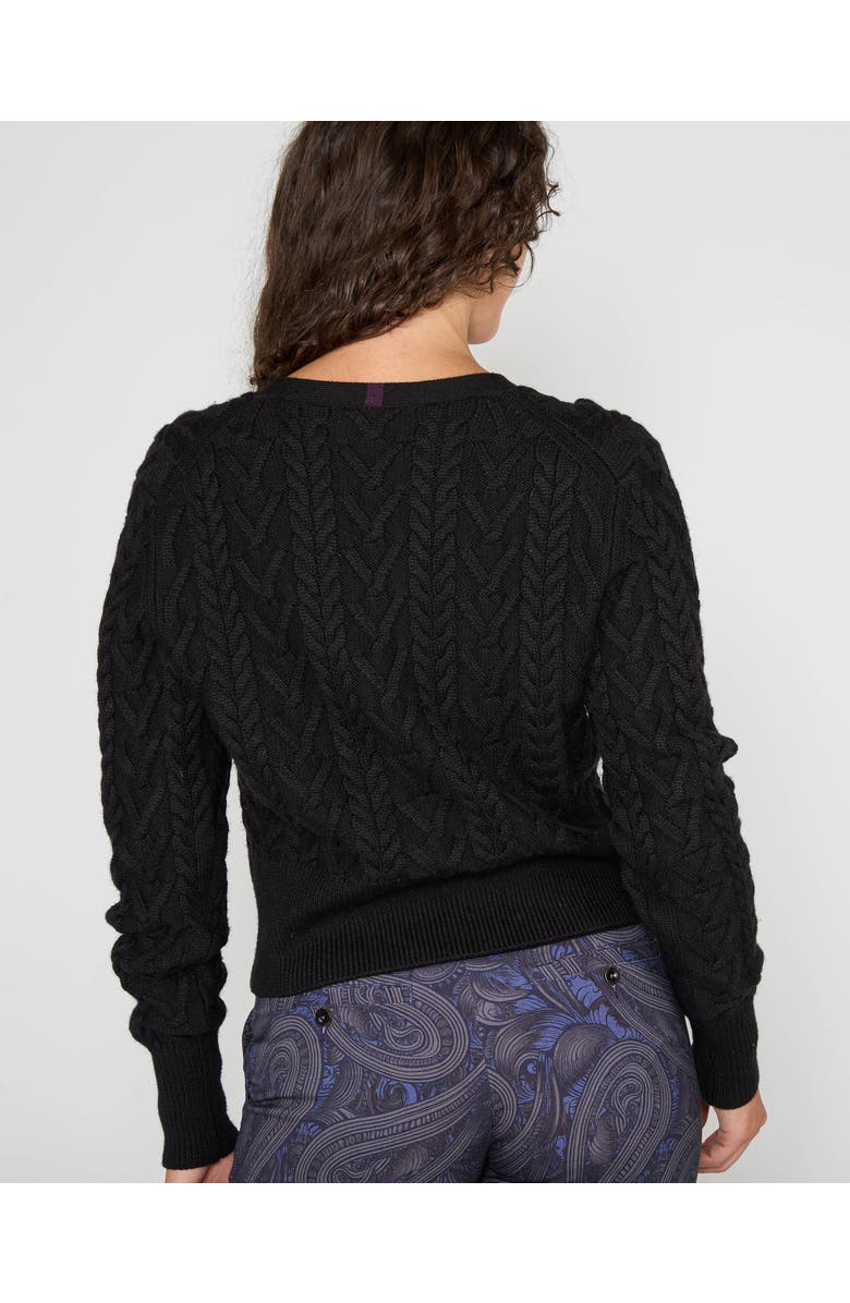 Lords of Harlech Samantha Cashmere Blend Cable Knit Cardigan Sweater, Alternate, color, Black