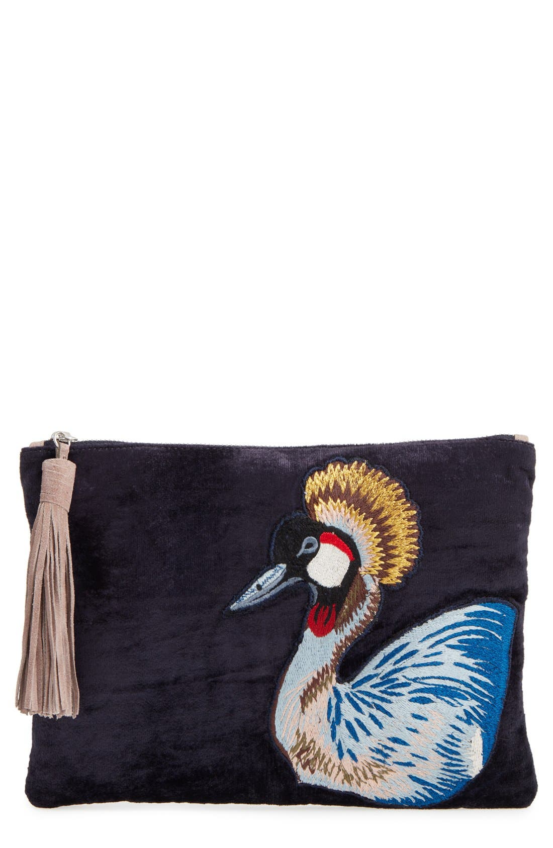 Carol Velvet Clutch, Main, color, BLACK