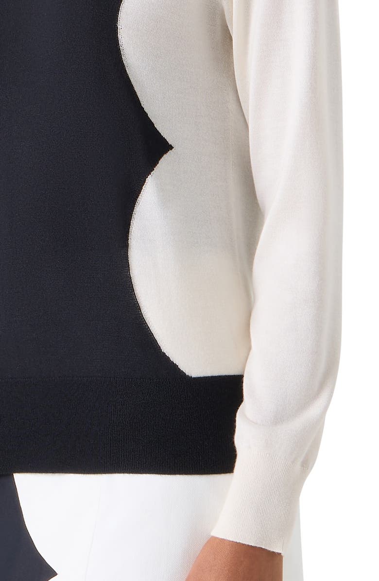 Akris Cloud Cashmere & Silk Sweater, Alternate, color, Black- Ecru