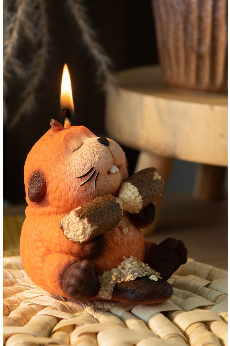 Busy Beaver Candle, Alternate, color, Burnt Orange