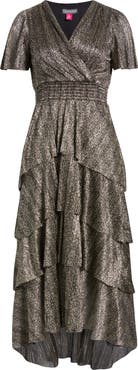 Vince Camuto Metallic Tiered Midi Dress