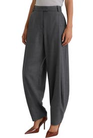 Reiss Aries Pleated Barrel Leg Wool Blend Pants