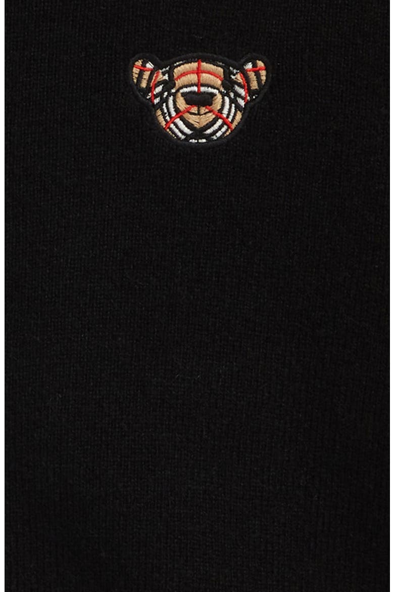 Kids' Bear Appliqué Cashmere Hoodie, Alternate, color, BLACK
