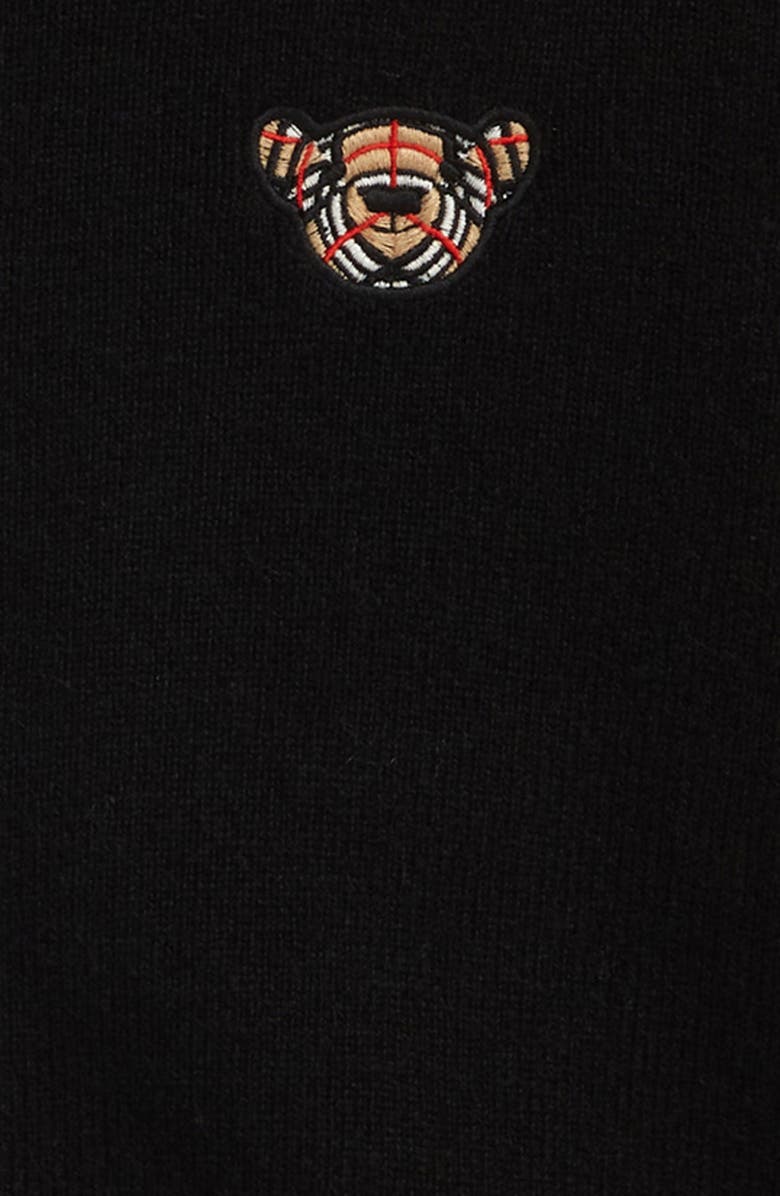 Burberry Kids' Bear Appliqué Cashmere Hoodie, Alternate, color,