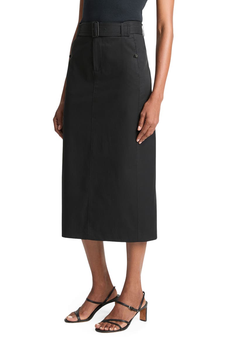 Belted Midi Pencil Skirt, Alternate, color, BLACK
