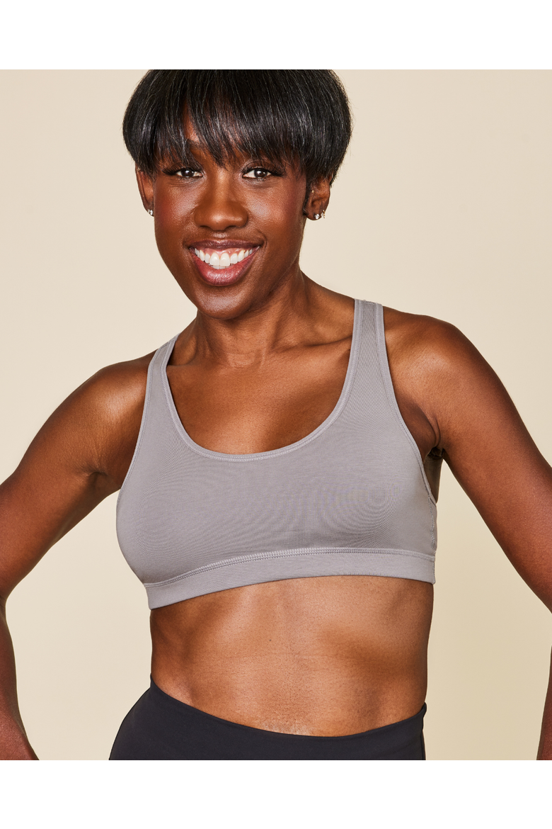 Glide Cotton Racerback Bralette, Main, color, Grey