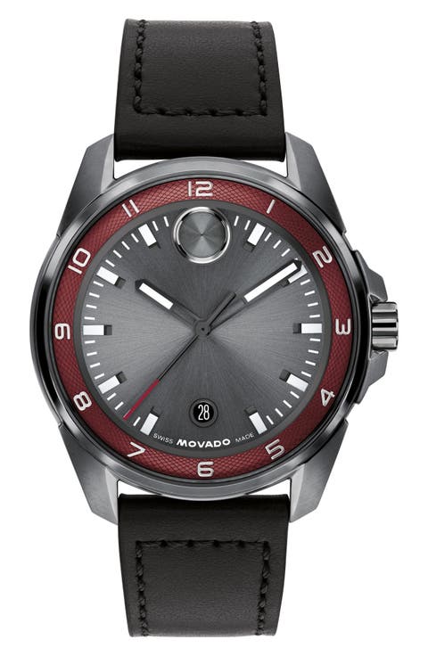 Bold Verso S Leather Strap Watch, 42mm