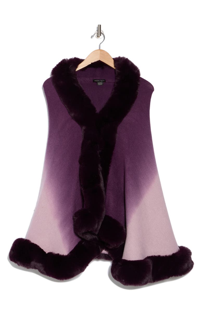 Nanette Lepore Faux Fur Trim Cape, Alternate, color, 