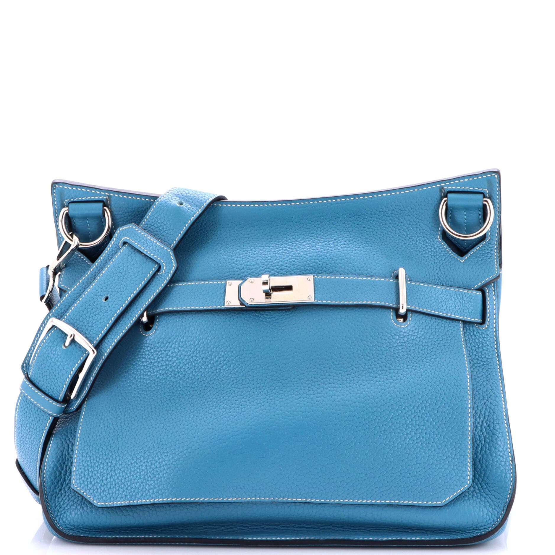 Pre-Owned Hermes Jypsiere Bag Clemence 34, Main, color, Bleu Jean
