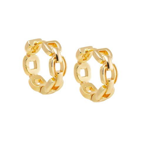 Solid Square Link Huggie Earring