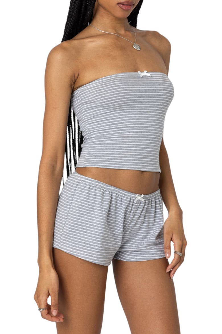 Astor Stripe Stretch Cotton Tube Top, Alternate, color, GRAY-AND-WHITE