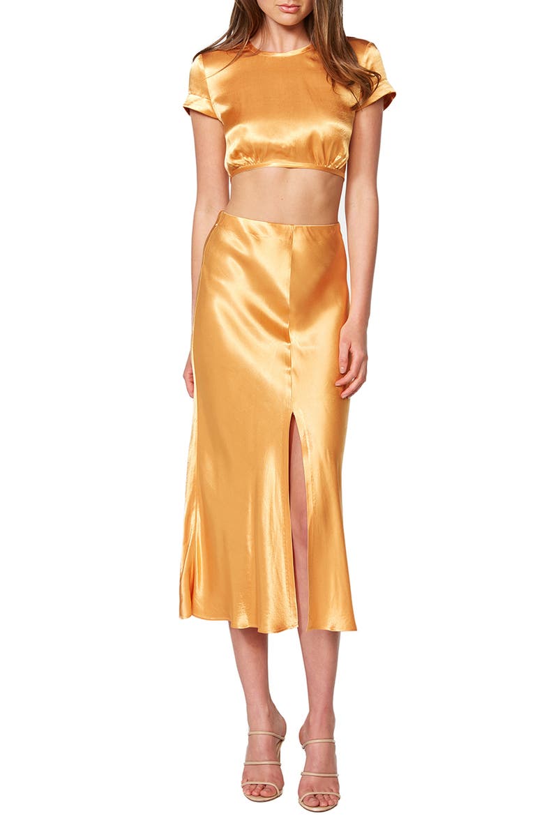 Satin Slip Skirt, Alternate, color, TANGERINE