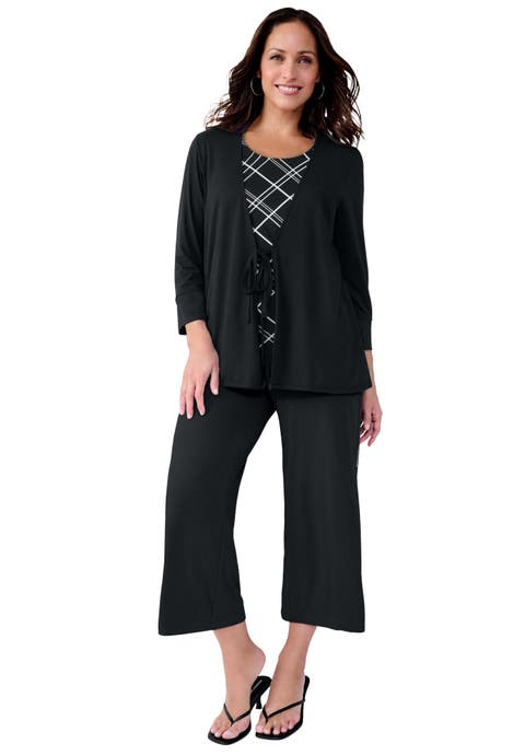 Everyday Stretch Knit Wide Leg Crop Pant (Plus)