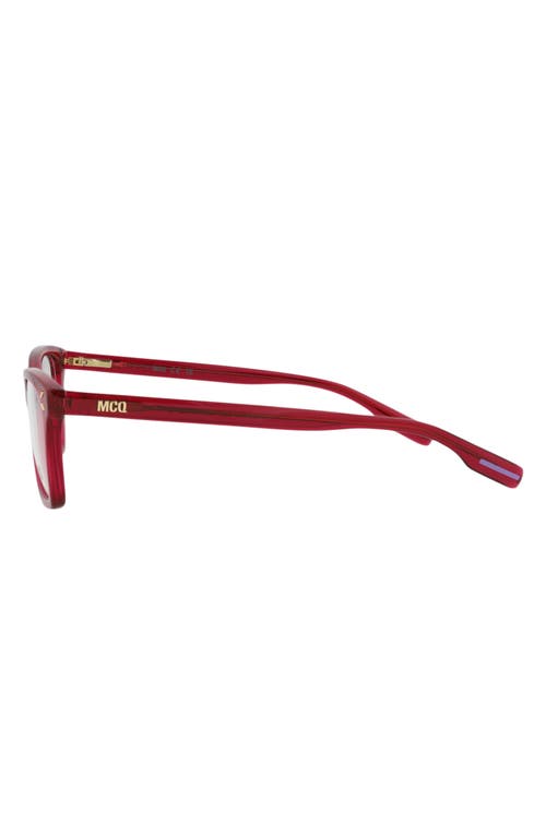 Alexander Mcqueen Mcqueen 48mm Square Optical Glasses In Burgundy Burgundy Transparent