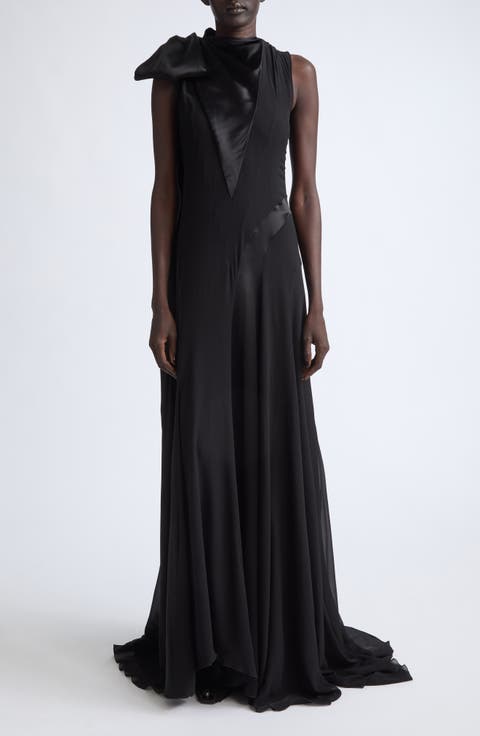 Silk Chiffon & Satin Gown