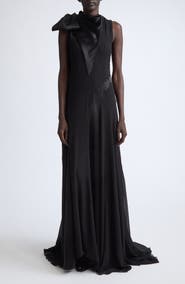 McQueen Silk Chiffon & Satin Gown
