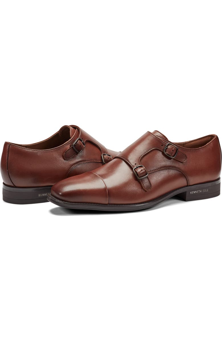 Kenneth Cole New York Charles Double Monk Strap Shoe, Alternate, color, Cognac