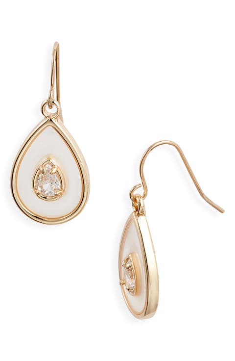 Resin Cubic Zirconia Teardrop Earrings