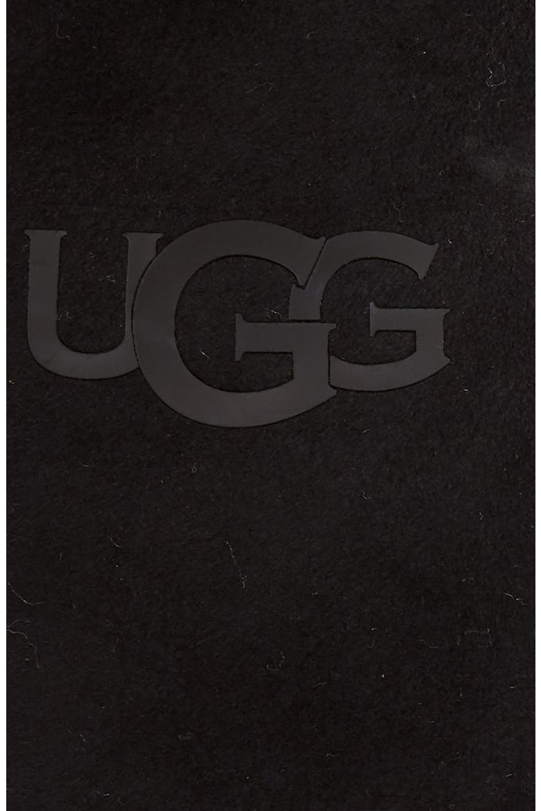 Genuine Shearling Trim Leather Mittens, Alternate, color, BLACK