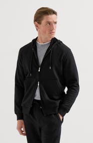 Brunello Cucinelli Techno cotton French terry hooded sweatshirt with zipper
