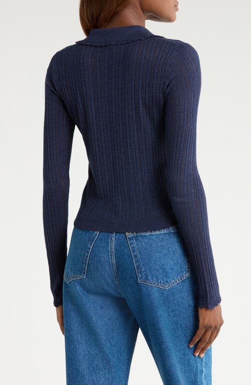 Ulla Johnson Lottie Pointelle Rib Cardigan In Blue