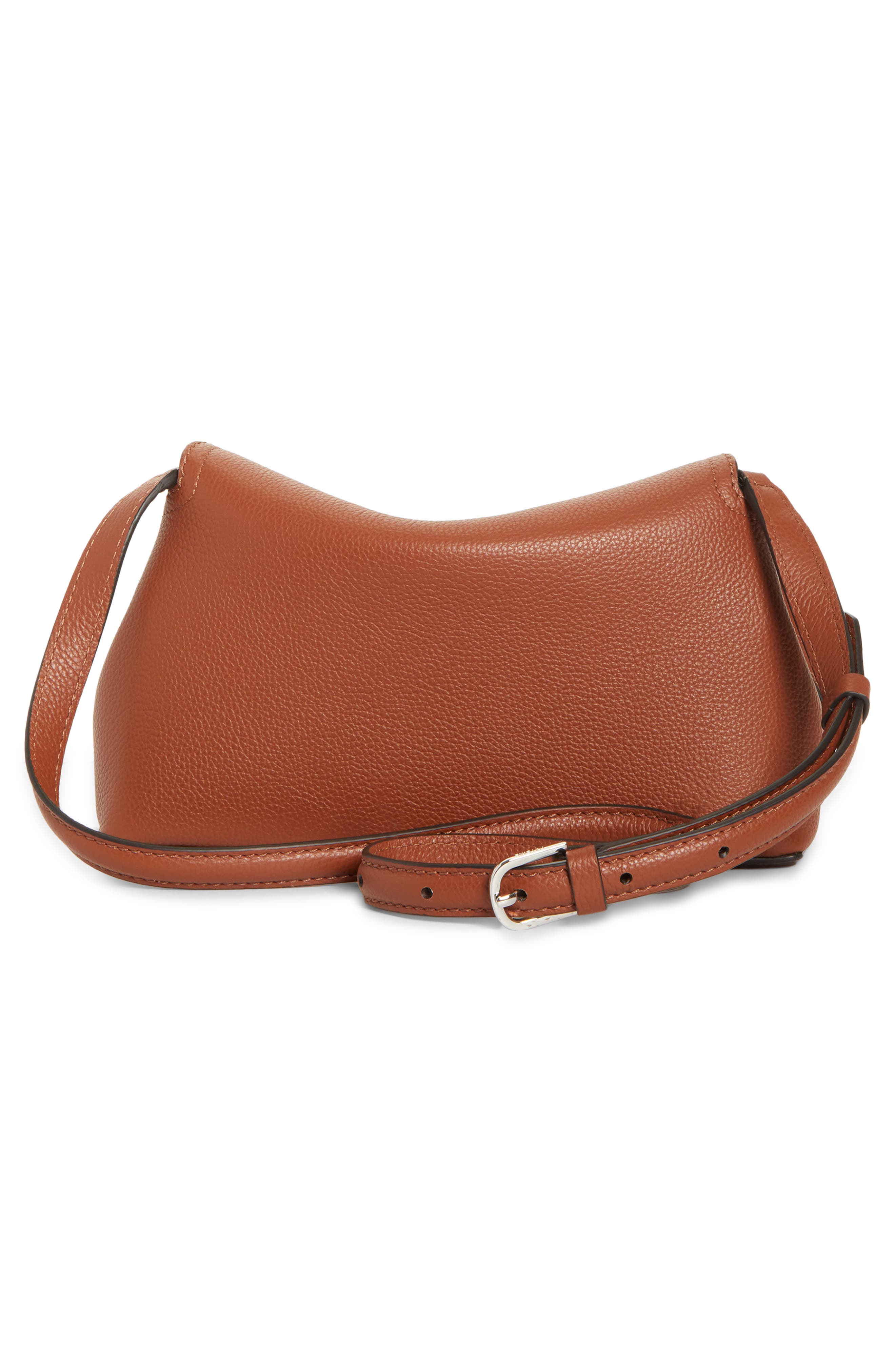 T-Lock Leather Clutch, Alternate, color, SIENNA