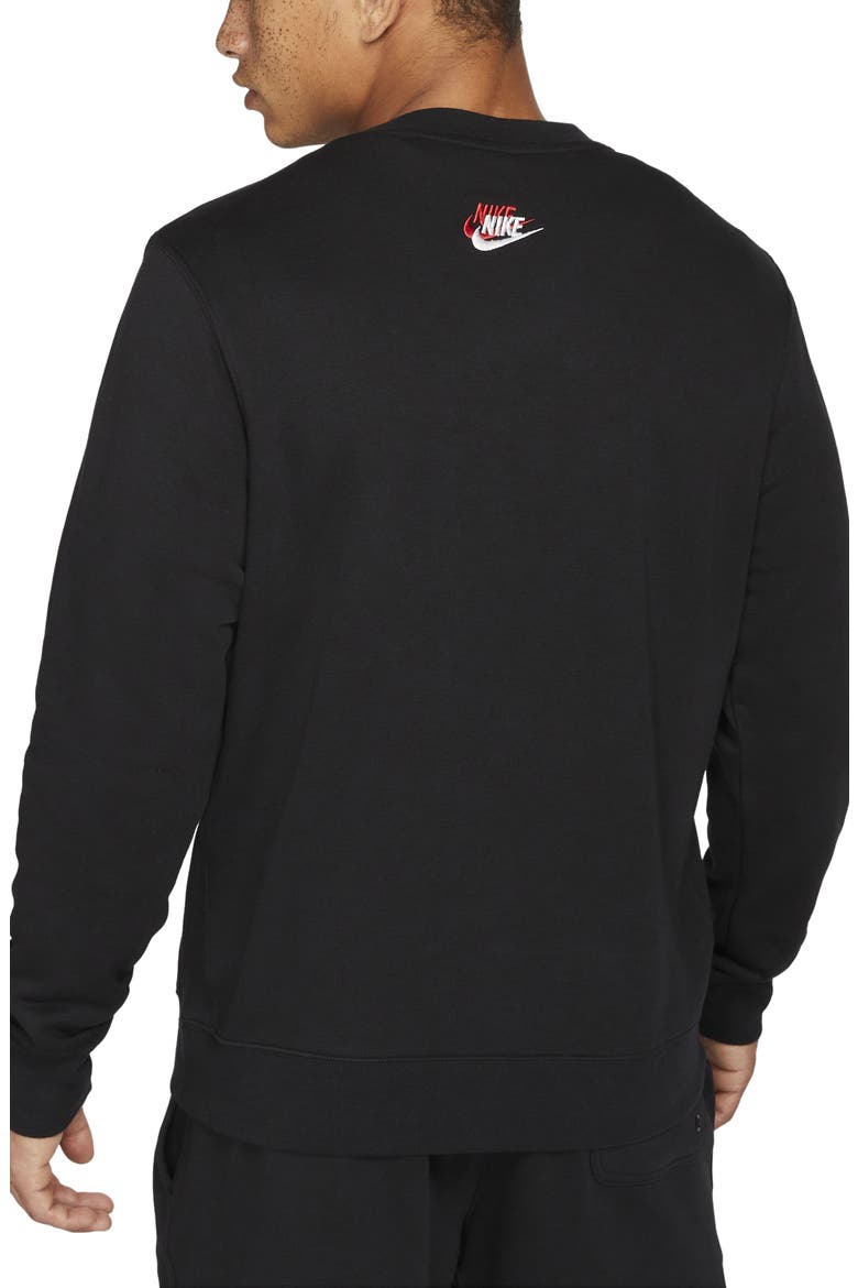 Sportswear Essentials+ Embroidered Swooshes Crewneck Sweatshirt, Alternate, color, BLACK