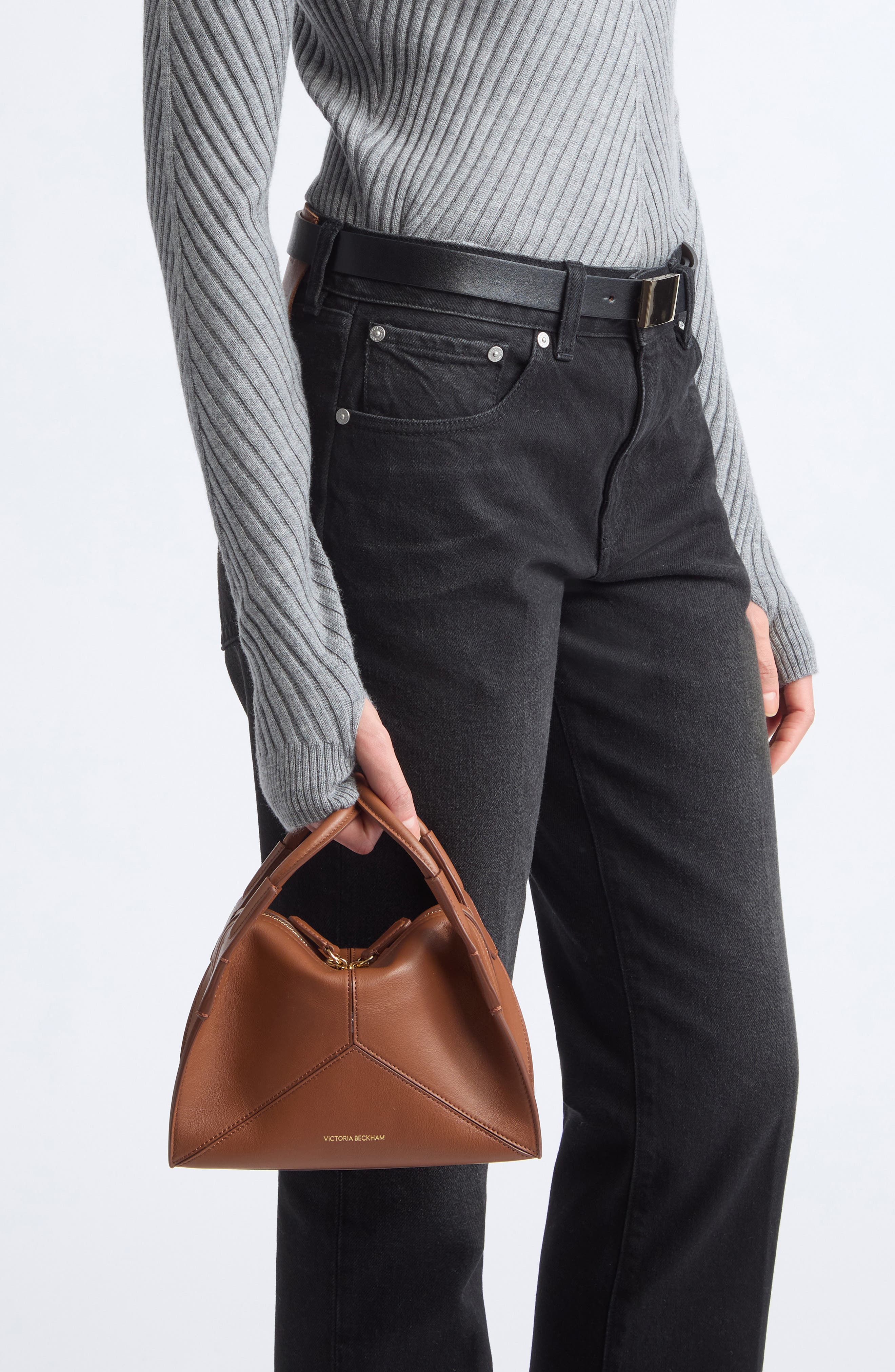 Mini Victoria Plié Handbag, Alternate, color, DARK TAN