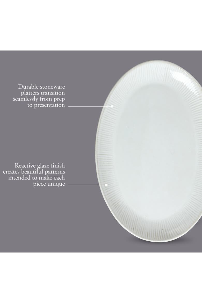 Dawson Mill 3-Piece Oval Reactive Glaze Stoneware Serving Platter Set, Alternate, color, White