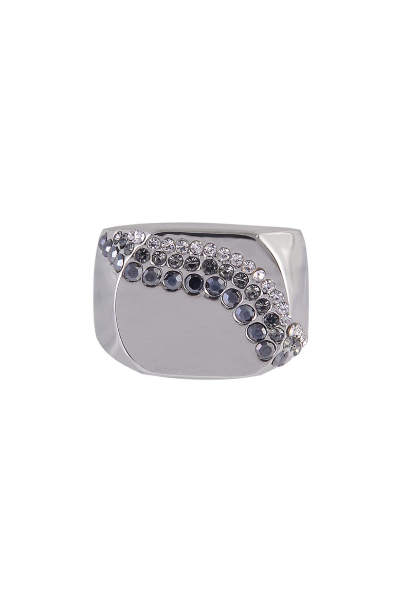Crystal Geometric Signet Ring, Alternate, color, SILVER