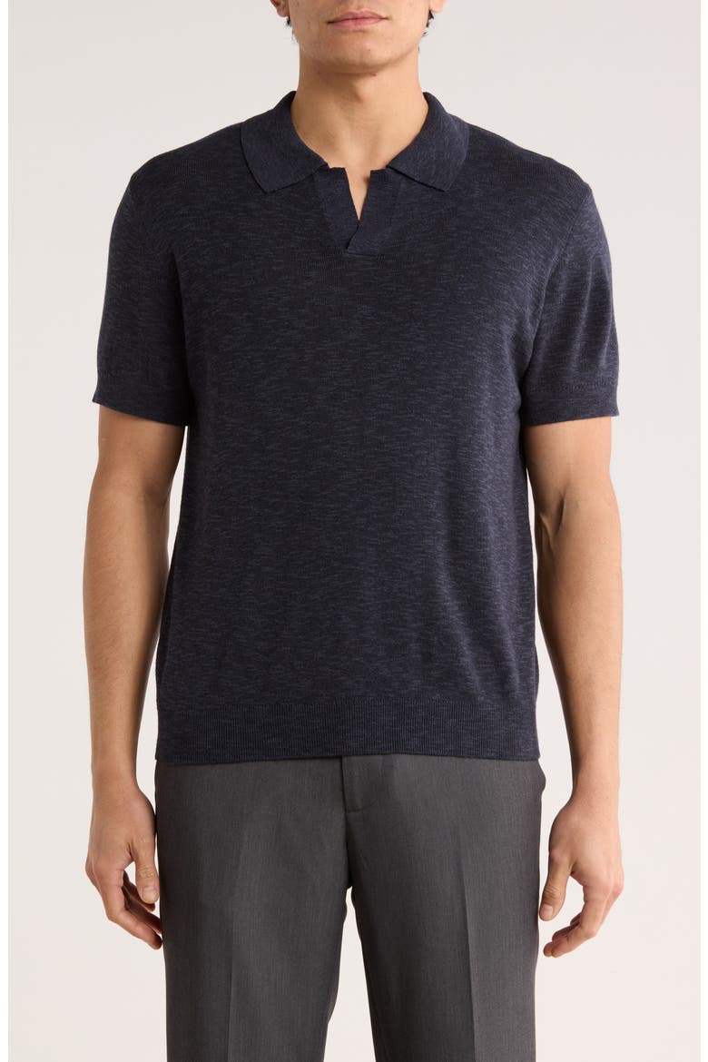 Cotton & Linen Blend Polo Sweater, Main, color, NAVY SAPPHIRE