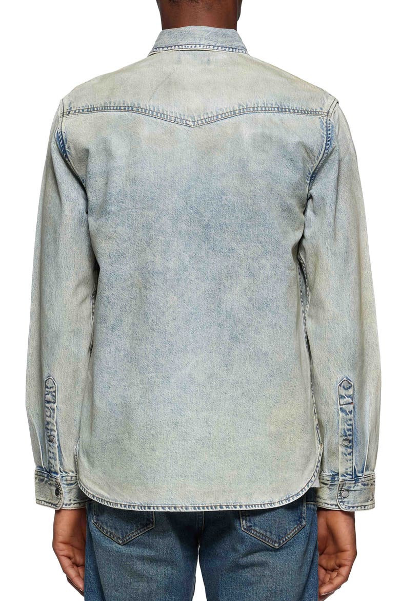 Long Sleeve Coated Cotton Western Shirt, Alternate, color, LIGHT INDIGO