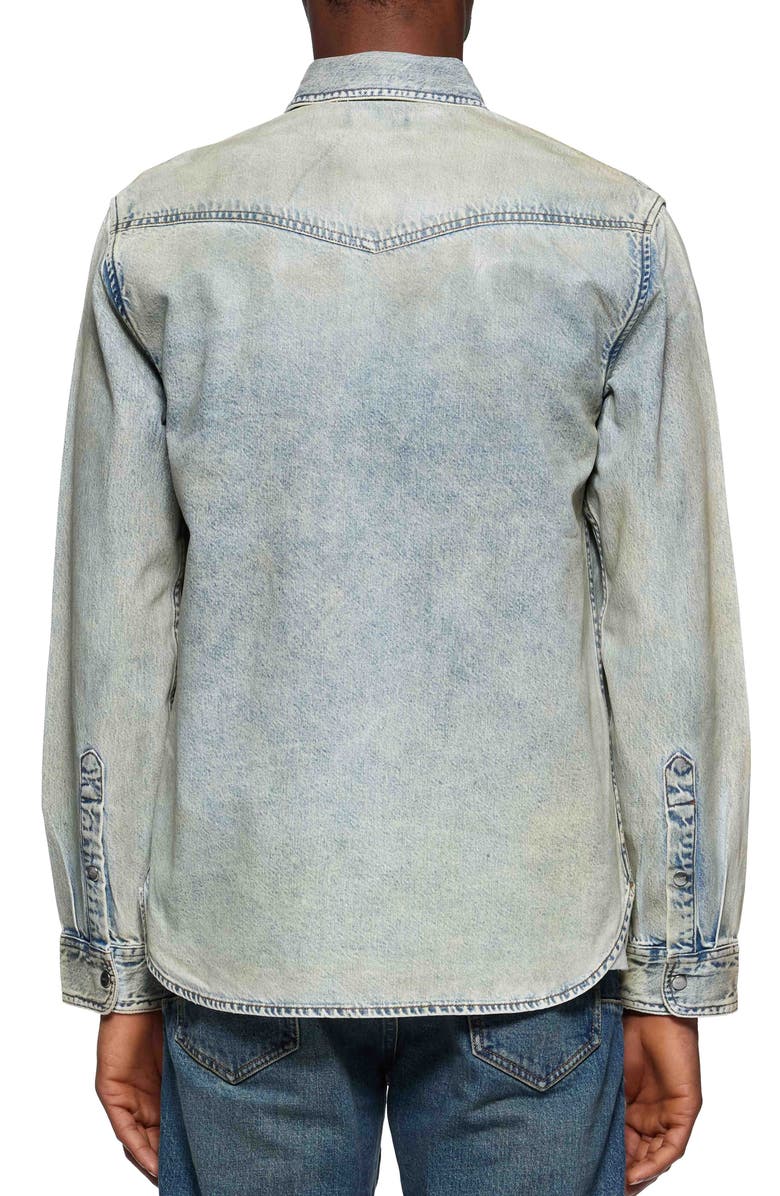 PURPLE BRAND Long Sleeve Coated Cotton Western Shirt, Alternate, color, Light Indigo