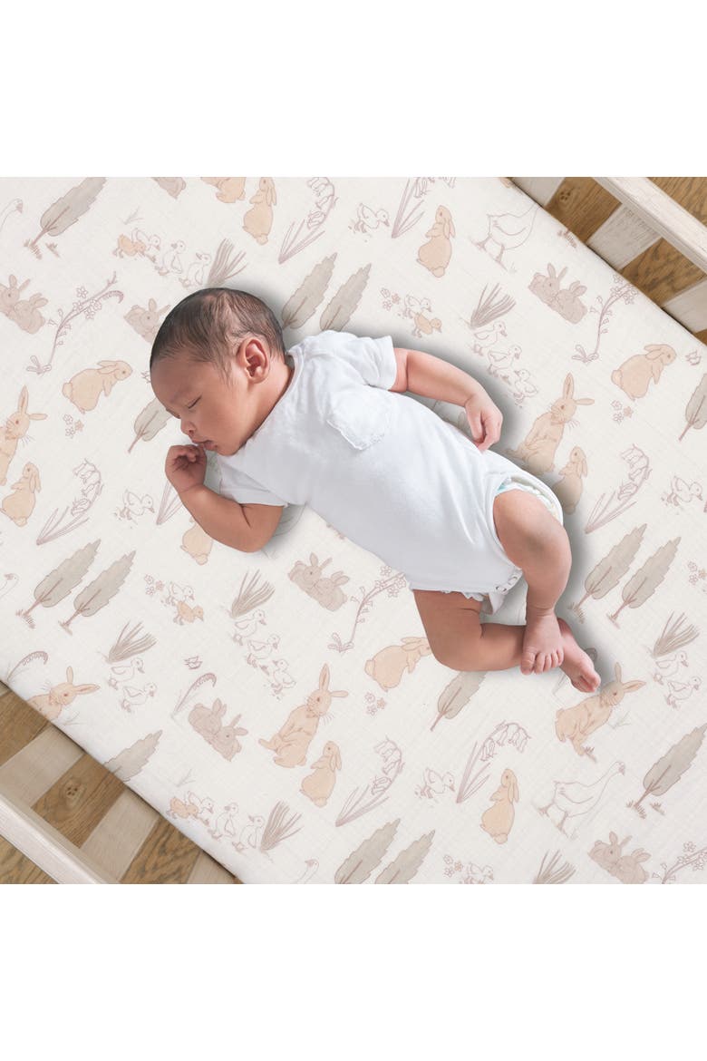 Signature Bunny Hop Organic Cotton Muslin 3-Piece Crib Bedding Set, Alternate, color, Cream